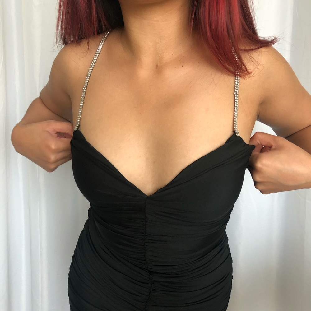 OhPolly Ruched BodyCon Dress with jewel straps